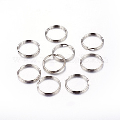 Llaveros divididas de hierro, Fornituras de cierre de llavero, Platino, 20x2mm, diámetro interior: 17 mm