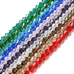 5301 perles bicône imitation cristal autrichien, Chapelets de perles en verre à facettes, couleur mixte, 6x6mm, Trou: 1.2mm, Environ 47~48 pcs/chapelet, 10.24 pouce ~ 10.43 pouces (26~26.5 cm)
