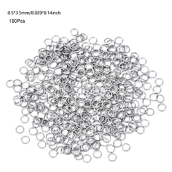100 Stück offene Biegeringe aus Edelstahl 304, Runde, Edelstahl Farbe, 24 Gauge, 3x0.5 mm, Innendurchmesser: 1.8 mm
