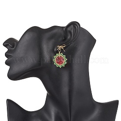 Orecchini pendenti a forma di fiore in vetro&nbsp;EJEW-MZ00522-01