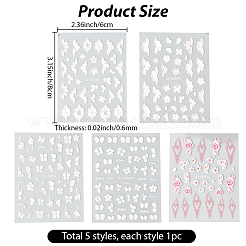 5 stücke 5 arten blume & schmetterling pet nail art aufkleber&nbsp;MRMJ-SP0001-16