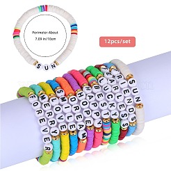 12 Stück 12-teiliges Heishi-Surfer-Stretch-Armband-Set aus Fimo-Scheiben&nbsp;BJEW-SW00117