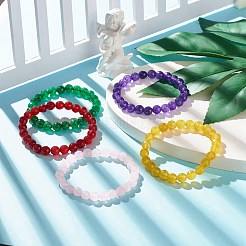 Natürliches Malaysien-Jade (gefärbtes) rundes Stretch-Perlenarmband&nbsp;BJEW-JB07635
