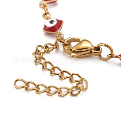 Losange en émail avec bracelet chaînes à maillons mauvais œil&nbsp;BJEW-P271-03G