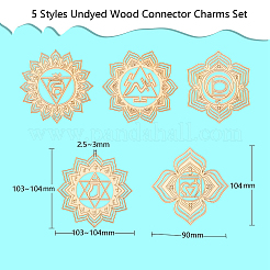 50 Stück 5 Stile ungefärbtes Holz-Verbindungsanhänger-Set&nbsp;WOOD-CJ0001-74