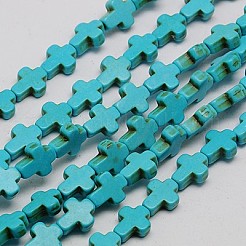 1 Strang synthetischen Türkis Kreuz Perlen Stränge&nbsp;X-TURQ-G112-8x10mm-01