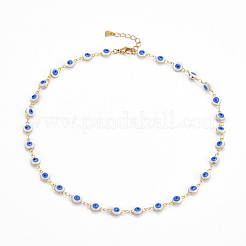 Set di gioielli per bracciali e collane con catena a maglia malocchio smaltato in ottone&nbsp;SJEW-JS01191