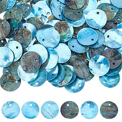 Breloques de disque teints en coquille d'akoya naturelle&nbsp;SHEL-WH0005-05B