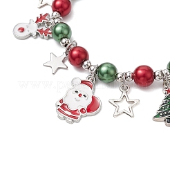 Pulseras elásticas con cuentas de vidrio con tema navideño&nbsp;BJEW-TA00549