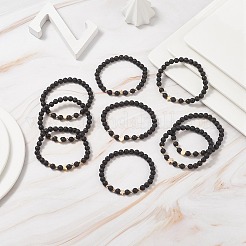 9 pz 9 stile orso e croce e luna e corona e cuore e farfalla set di braccialetti elasticizzati con perline in ottone&nbsp;BJEW-JB08905
