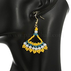 Boucles d'oreilles pendantes en verre tissé de type graine&nbsp;EJEW-MZ00794-02