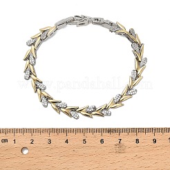 Messing-Mikropflaster-Armbänder mit klaren Zirkonia-Weizengliedern für Damen&nbsp;BJEW-B145-01