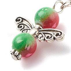 Decorazioni pendenti con perline rotonde in resina verniciata a spruzzo bicolore&nbsp;HJEW-JM00750