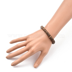 Pulseras elásticas de coco natural rondelle&nbsp;BJEW-JB05361-01