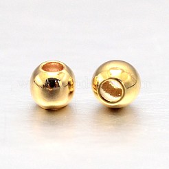 Perles d'espacement rondes en laiton plaqué or véritable&nbsp;X1-KK-L147-197-2mm-NR