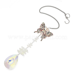 Decorazioni pendenti in filo d'acciaio con strass in cristallo e lega&nbsp;HJEW-R050-01RGP