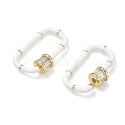 Moschettone di bloccaggio ovale in ottone micro pavé di zirconi cubici trasparenti&nbsp;KK-H256-01G-04