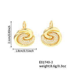 Pendientes de latón con circonitas cúbicas transparentes en forma de espiral&nbsp;HY3681-2