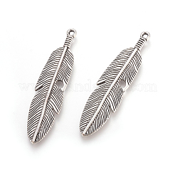 Pendentifs gros en alliage de plumes de style tibétain &nbsp;X-TIBEP-A12720-AS-RS
