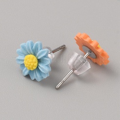 6 Stück 6-Farben-Sonnenblumen-Porzellan-Ohrstecker&nbsp;X1-EJEW-TAC0001-05