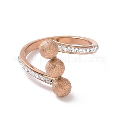 Anillo de dedo de bola redonda triple de rhinestone de cristal&nbsp;RJEW-D120-17RG