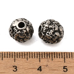 Cuentas de acero inoxidable 316 con forma de calavera y forma de rondelle retro&nbsp;LS-STAS-F072-05-01