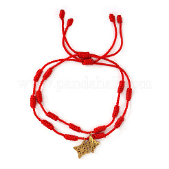 Set di braccialetti intrecciati a mano con filo rosso e ciondoli a nodo cinese in acciaio inossidabile.&nbsp;NM6573-3