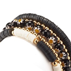 5 Stück 5 Stil Fimo Heishi Perlen Stretch Armbänder Set&nbsp;BJEW-JB07532-01