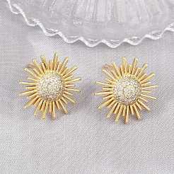Boucles d'oreilles en laiton avec micro pavé de zircons cubiques pour femmes&nbsp;KK-CBA17E5-04G