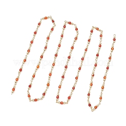 Catene a maglie rotonde con perline di agata naturale&nbsp;AJEW-JB01533-03