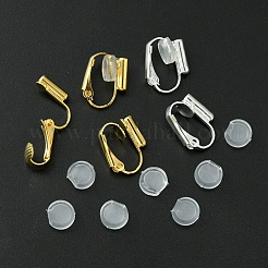 12 Stück 2 Farben Messing Clip-On Ohrring Konverter Zubehörse&nbsp;KK-FS0001-30
