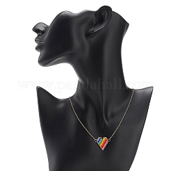 Collana con ciondolo a forma di cuore intrecciato con semi giapponesi color arcobaleno con catene in acciaio inossidabile 304 per donna&nbsp;NJEW-MZ00007