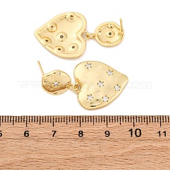 Orecchini pendenti a forma di cuore in ottone micro pavé di zirconi cubici trasparenti&nbsp;EJEW-R025-24G