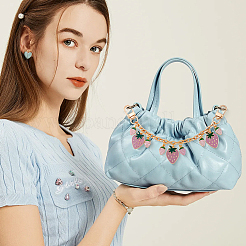 2 Stück Legierung Emaille rosa und Pflaume Erdbeere Charme Kabel Kette Tasche dekorative Ketten&nbsp;HJEW-BBC0001-30