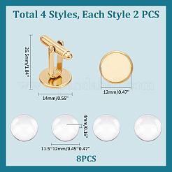 8 pièce 4 styles de boutons de manchette en acier inoxydable 304&nbsp;STAS-UN0057-33