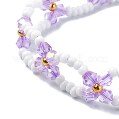 Braccialetti da donna con perline intrecciate regolabili con fiori di vetro intrecciato&nbsp;BJEW-MZ00100