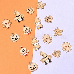 14 stücke 7 arten halloween thema rack überzug leucht legierung emaille anhänger&nbsp;ENAM-FS0002-10G