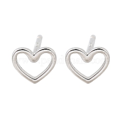 925 hohle Herz-Ohrstecker aus Sterlingsilber&nbsp;EJEW-Q030-01P