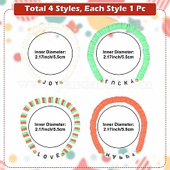4 Stück handgefertigte Polymer Clay Heishi Perlen Stretch Armband Sets&nbsp;BJEW-FS00030