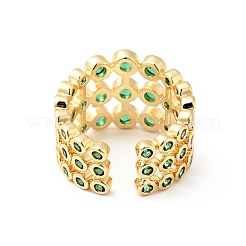 Bagues de manchette en zircone cubique verte micro pavée&nbsp;RJEW-G262-02G
