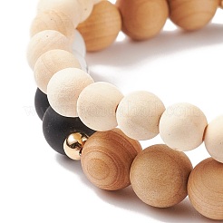 Ensembles de bracelets extensibles en perles de bois&nbsp;BJEW-JB08348