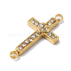 Breloques de connecteur en strass cristal en acier inoxydable 304 avec placage ionique (IP)&nbsp;X-STAS-Z065-02G-02
