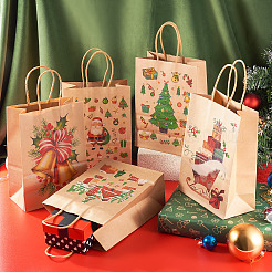 8 Stück 8 Stile Weihnachtsmotiv bedruckte Kraftpapiertüten mit Griffen&nbsp;ABAG-TA0001-59