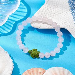 Braccialetti elastici con perline di quarzo rosa naturale per le donne&nbsp;BJEW-JB11095-06