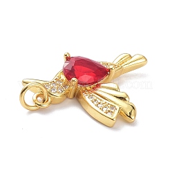 Ciondoli in ottone con micro pavé di zirconi rossi scuri&nbsp;ZIRC-L100-118G