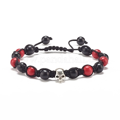3 bracciale con perline intrecciate rotonde turchesi sintetiche (tinte) in 3 colori&nbsp;BJEW-JB07863