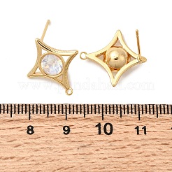 Boucles d'oreilles à tige en verre et laiton en forme d'étoile&nbsp;KK-P340-10G-03