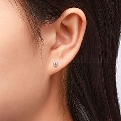 San Valentín presenta para ella 925 aretes de bola de plata esterlina&nbsp;EJEW-D029-4.5mm-1