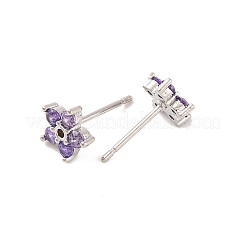 Ohrstecker aus Messing mit Mikropavé-Zirkonia für Damen&nbsp;EJEW-U015-10P