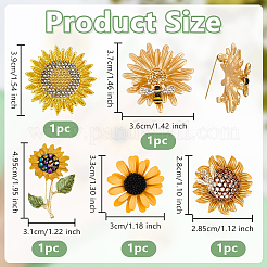 5 épingle à revers en alliage de strass tournesol&nbsp;JEWB-OC0001-05